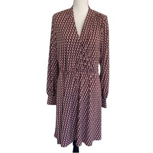 Adrianna Papell Long Sleeve Pink Patterned Dress